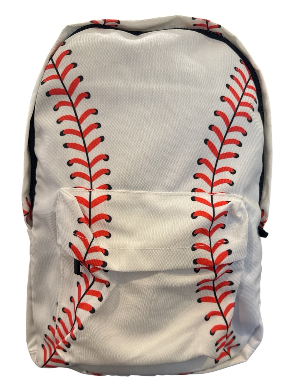 White & Red Baseball Stitch Backpack
